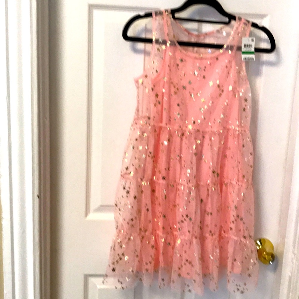 Girls, kids beautiful dress with sparkling stars.